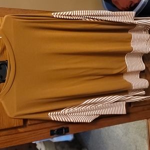 Camel with rust and white stripes tunic